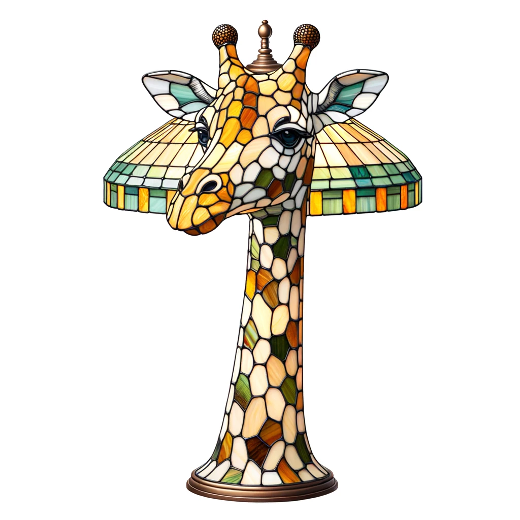 Embodiant la grâce et l'unicité de la girafe, alliant l'artisanat du verre Tiffany au caractère ludique de cet animal.